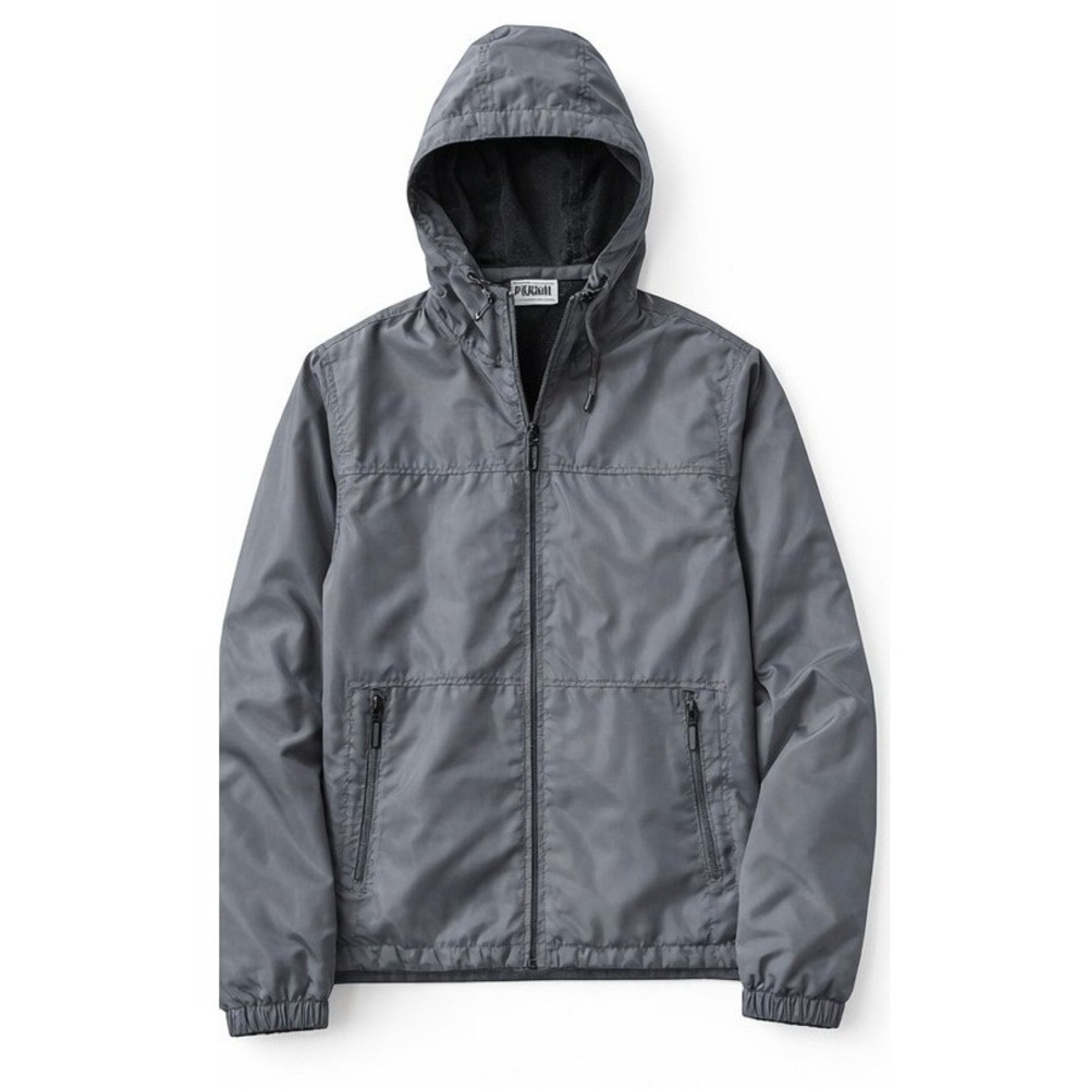 Aeropostale Mens Gray Full Zip Windbreaker Hooded Jacket Mesh Lined M Gorpcore - Picture 2 of 13